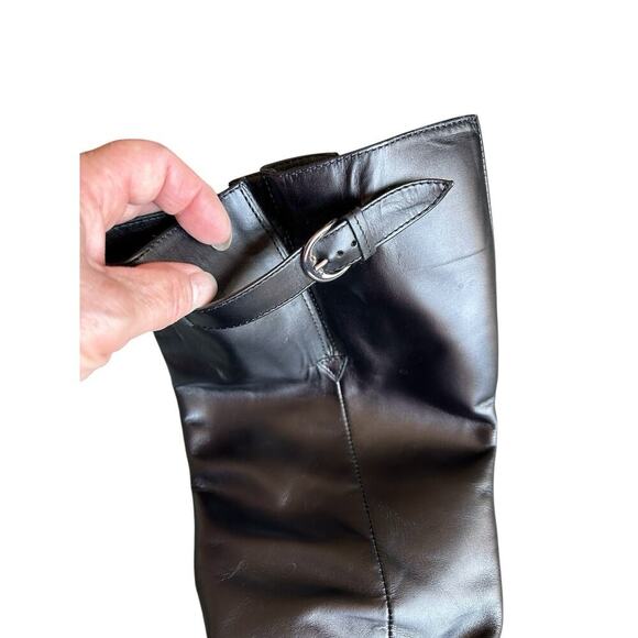 Dansko Nevada Tall Leather Boots Women EUR 40 Side Zip Black Heel Adjustable Top - Picture 5 of 6